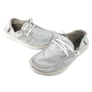 Hey Dude Womens US Size 7 Wendy Chambray White Slip On Comfort Shoes 121410123